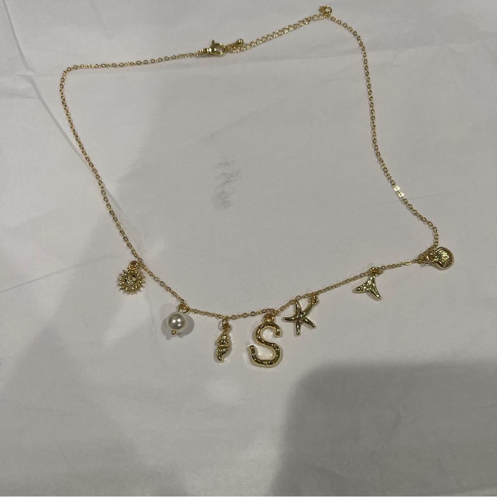 Gold ‘ S’ Charm Necklace with Sea Motifs - Picture 8 of 9